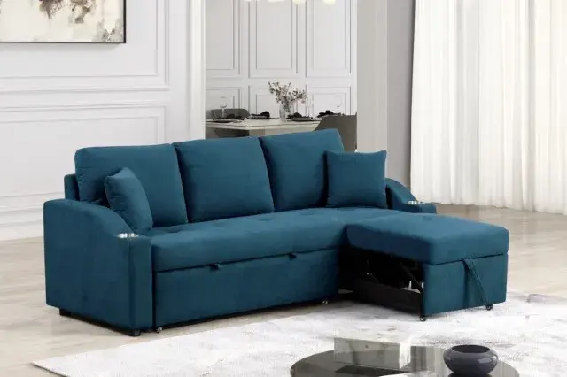 Contemporary Blue Sectional Sofa — Sofa, view 6