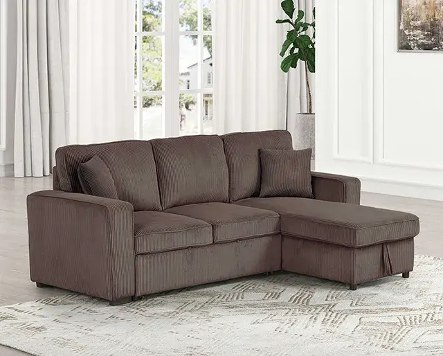 Contemporary Brown Sectional Sofa (Yves) — Sofa, main view