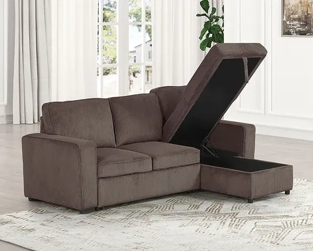 Contemporary Brown Sectional Sofa (Yves) — Sofa, view 2