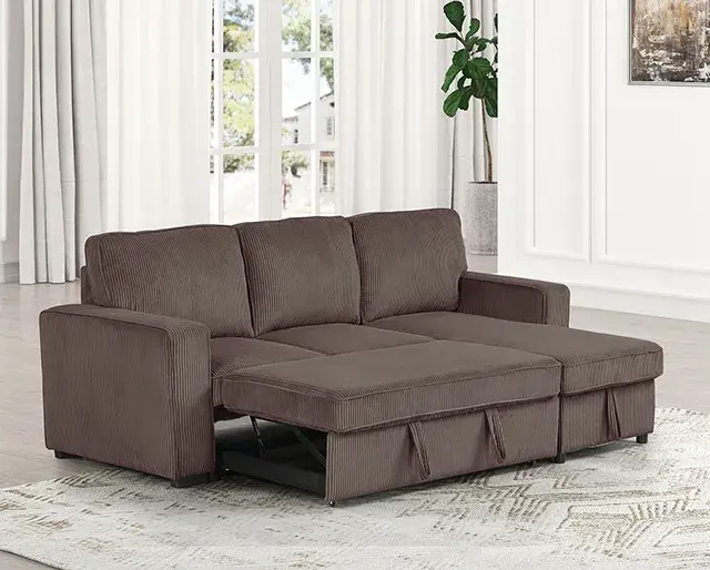Contemporary Brown Sectional Sofa (Yves) — Sofa, view 3