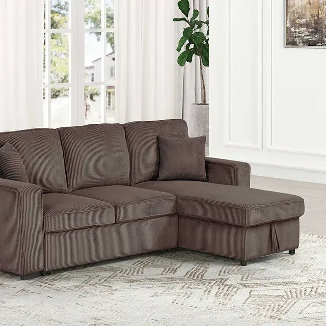 Contemporary Brown Sectional Sofa (Yves) — Sofa, view 5