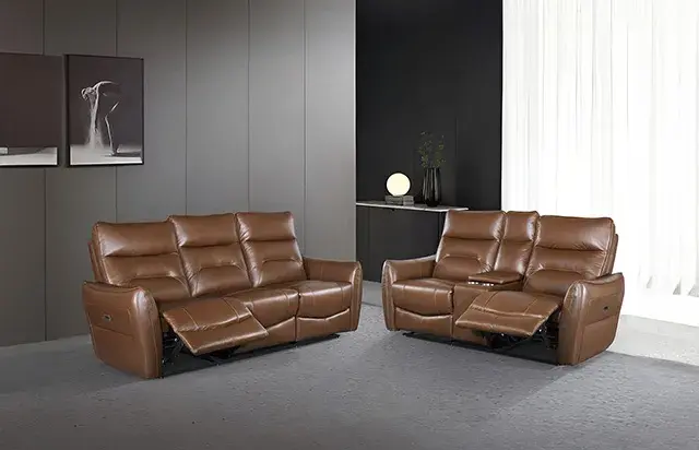 Contemporary Caramel Brown Power Reclining Loveseat — Sofa, main view