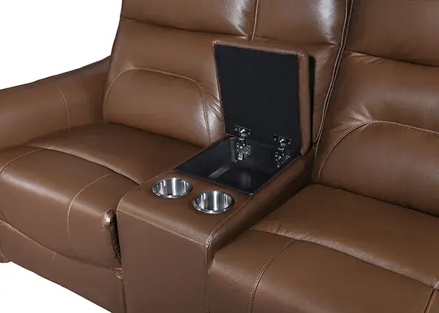 Contemporary Caramel Brown Power Reclining Loveseat — Sofa, view 3