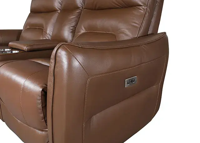 Contemporary Caramel Brown Power Reclining Loveseat — Sofa, view 2