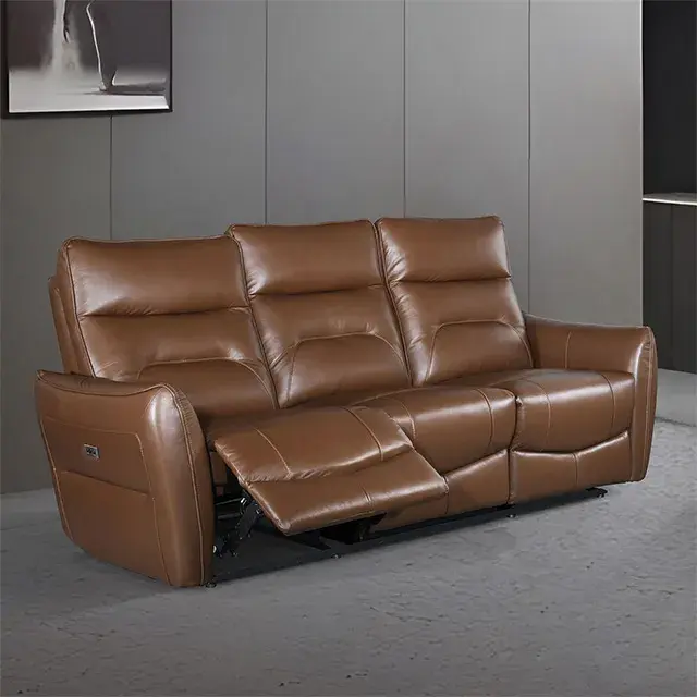 Contemporary Caramel Brown Power Reclining Loveseat — Sofa, view 6