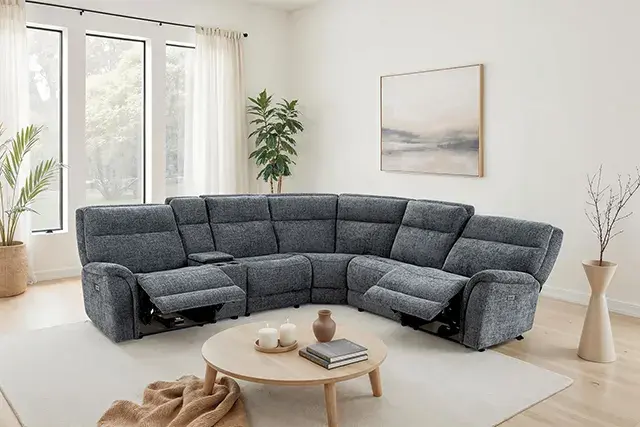 Contemporary Charcoal Gray Power Reclining Sectional — Sofa, view 3