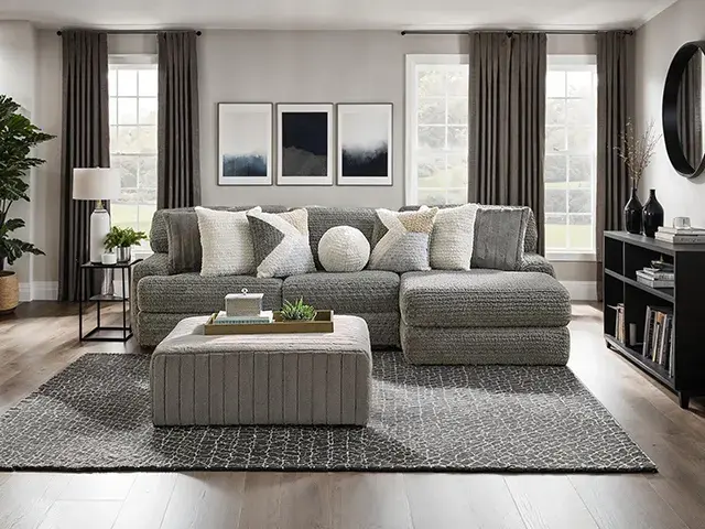 Contemporary Charcoal Sectional Sofa — Sofa, view 2