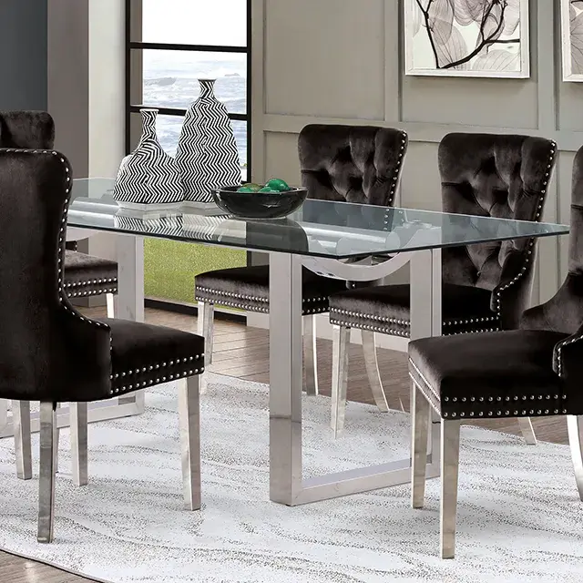 Contemporary Chrome Dining Set — Dining Table, view 2