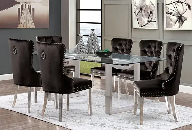 Contemporary Chrome Dining Set — Dining Table, main view