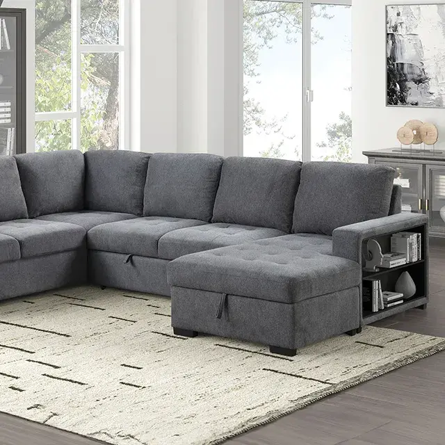 Contemporary Dark Gray Sectional Sofa (Stockwell) — Sofa, view 3