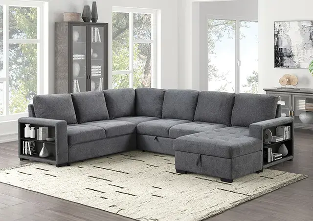 Contemporary Dark Gray Sectional Sofa (Stockwell) — Sofa, view 7