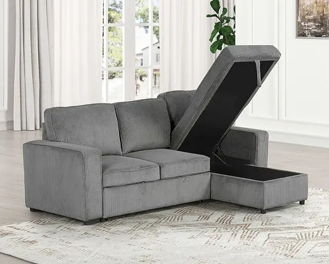 Contemporary Dark Gray Sectional Sofa (Yves) — Sofa, main view
