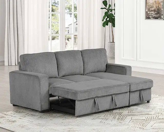 Contemporary Dark Gray Sectional Sofa (Yves) — Sofa, view 4