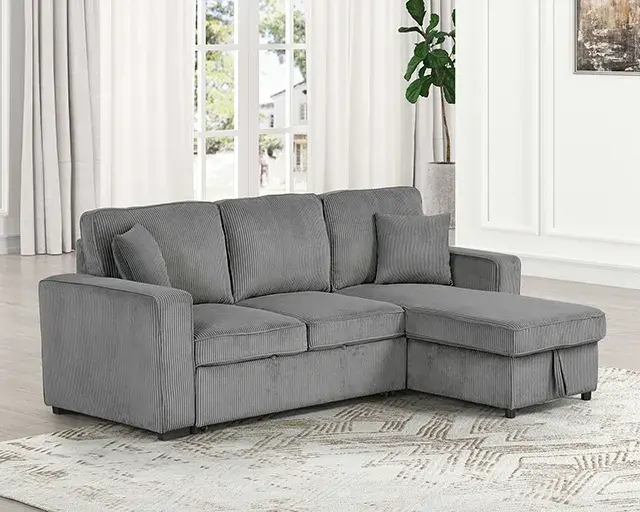 Contemporary Dark Gray Sectional Sofa (Yves) — Sofa, view 5