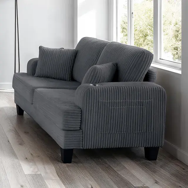 Contemporary Dark Gray Sofa — Sofa, view 3