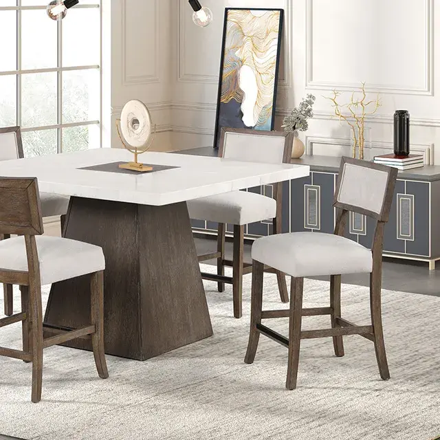 Contemporary Dark Walnut Dining Set — Dining Table, view 4