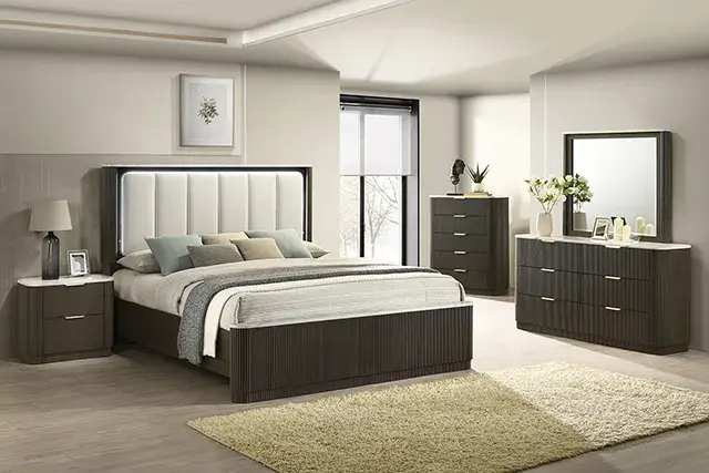 Contemporary Dark Walnut Nightstand — Nightstand, view 3
