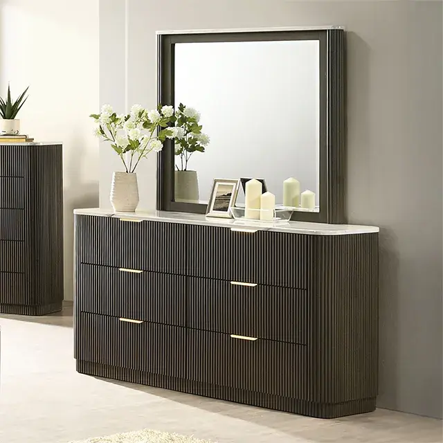 Contemporary Dark Walnut Nightstand — Nightstand, view 4