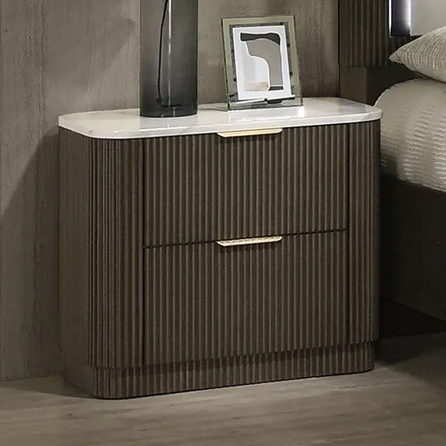 Contemporary Dark Walnut Nightstand — Nightstand, view 7