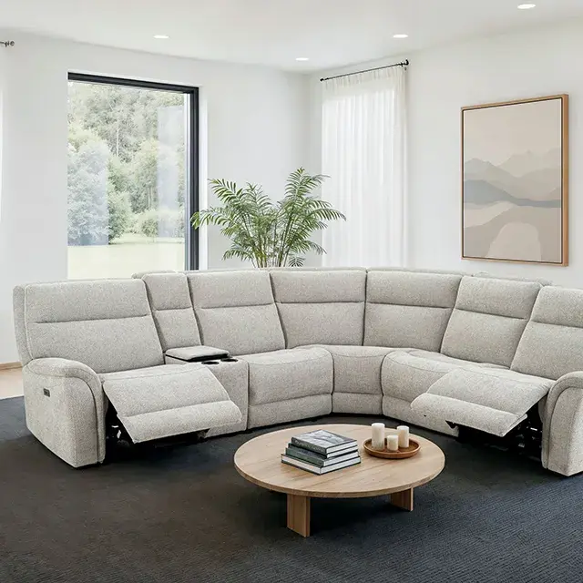 Contemporary Dove Gray Power Reclining Sectional — Sofa, view 3