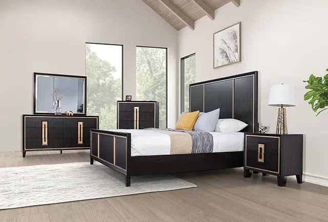 Contemporary Espresso Queen Bedroom Set — Bed Frame, view 2