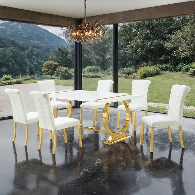 Contemporary Gold/Black Dining Set — Dining Table, view 3