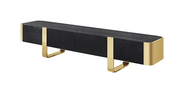 Contemporary Gold/Black TV Console — TV Unit, view 2