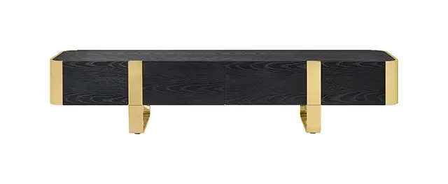 Contemporary Gold/Black TV Console — TV Unit, view 4
