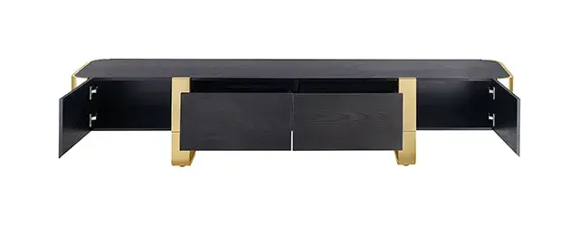 Contemporary Gold/Black TV Console — TV Unit, view 5