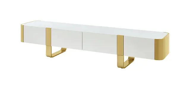 Contemporary Gold/White TV Console — TV Unit, view 2