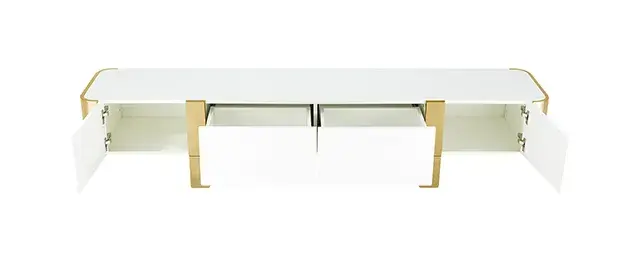 Contemporary Gold/White TV Console — TV Unit, view 4