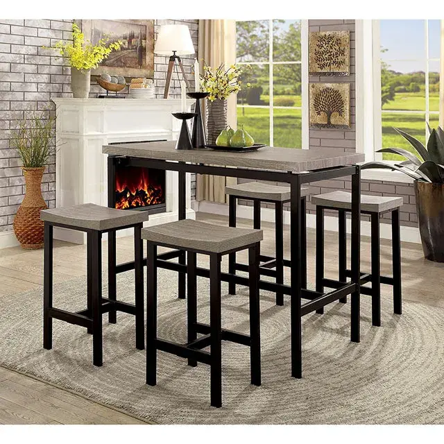 Contemporary Gray, Black Dining Set — Dining Table, view 2