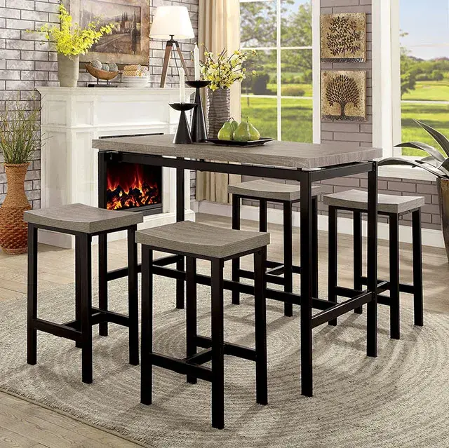 Contemporary Gray, Black Dining Set — Dining Table, view 3