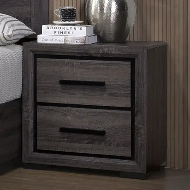 Contemporary Gray Nightstand — Nightstand, main view