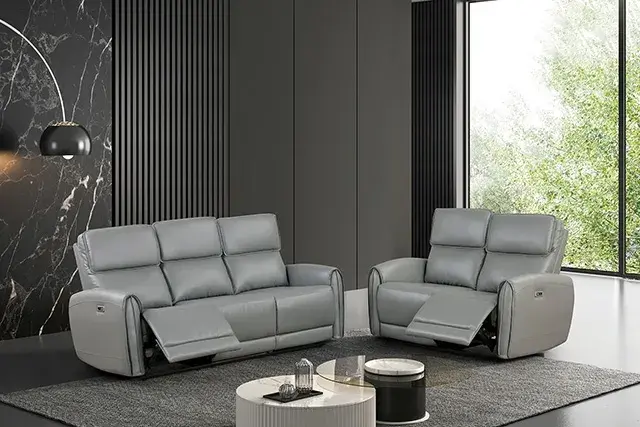 Contemporary Gray Power Reclining Loveseat — Sofa, view 2