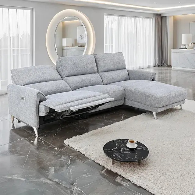 Contemporary Gray Power Reclining Sectional — Sofa, main view
