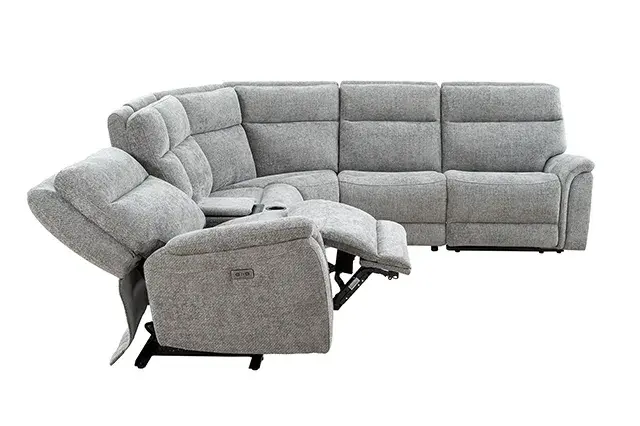 Contemporary Gray Power Reclining Sectional (Mattheus) — Sofa, view 3
