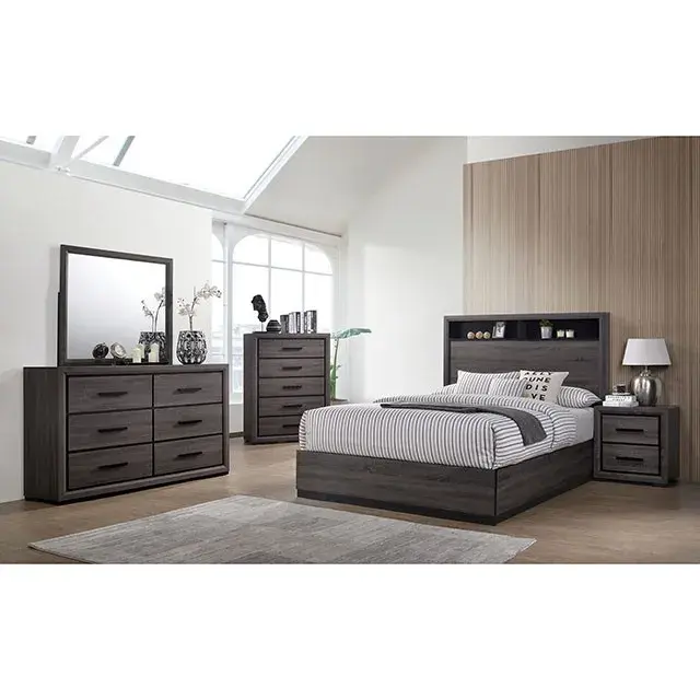 Contemporary Gray Queen Bedroom Set — Bed Frame, view 2