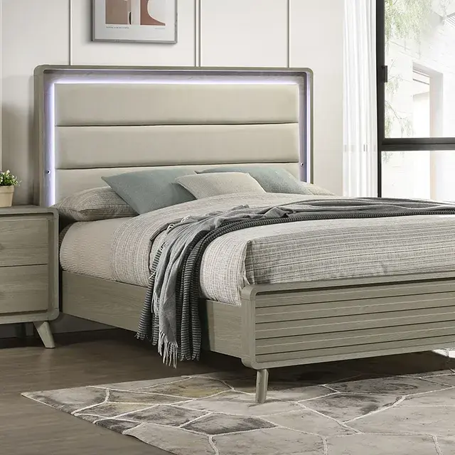 Contemporary Gray Queen Bedroom Set (Rainier) — Bed Frame, main view