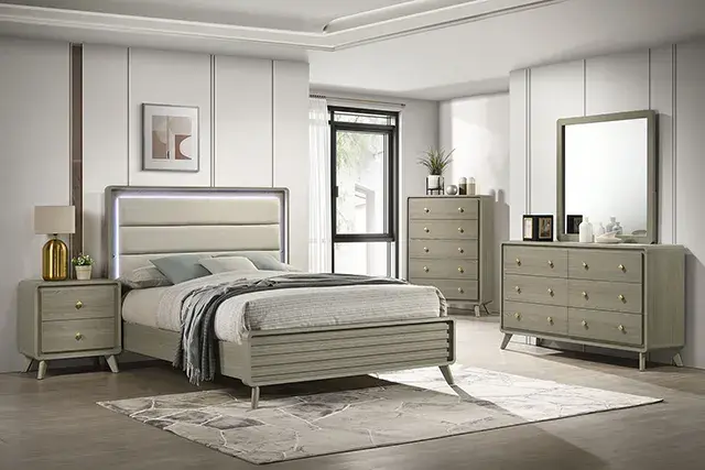 Contemporary Gray Queen Bedroom Set (Rainier) — Bed Frame, view 5