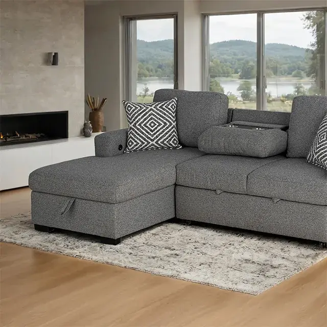 Contemporary Gray Sectional Sofa — Sofa, main view