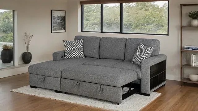 Contemporary Gray Sectional Sofa — Sofa, view 3