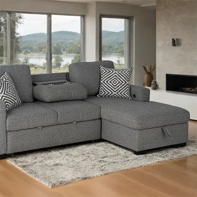 Contemporary Gray Sectional Sofa — Sofa, view 5