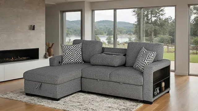 Contemporary Gray Sectional Sofa — Sofa, view 7