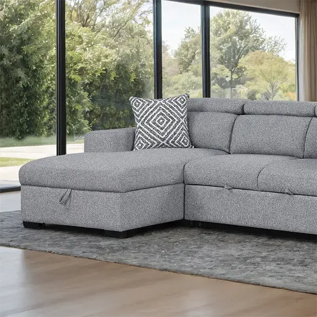 Contemporary Gray Sectional Sofa (Chatteris) — Sofa, view 2