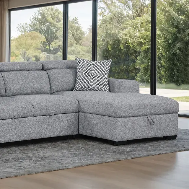 Contemporary Gray Sectional Sofa (Chatteris) — Sofa, view 3