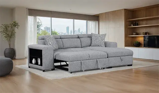 Contemporary Gray Sectional Sofa (Chatteris) — Sofa, view 4