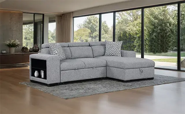 Contemporary Gray Sectional Sofa (Chatteris) — Sofa, view 5