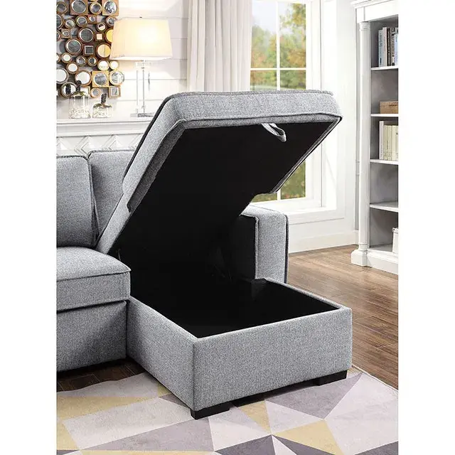Contemporary Gray Sectional Sofa (Ines) — Sofa, view 3