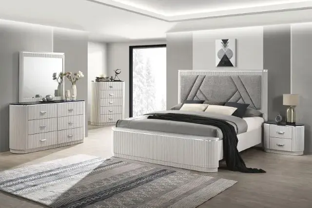 Contemporary Light Gray Nightstand — Nightstand, view 2